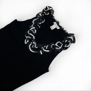 White House and Black Market ruffled black tank Size S